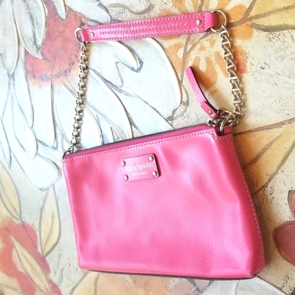 kate spade Handbags - KATE SPADE Hot Pink Leather Silver Chain SHOULDERBAG Purse Quirky Lined ☆☆☆☆☆